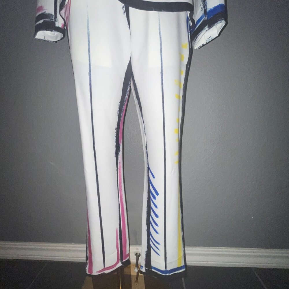 L'ATISTE COLOR ME BAD ARTSY PANTS SUIT GRAPHIC PAINTED CONTRASTING OUTLINE - S - Picture 5 of 16